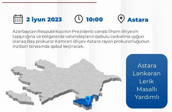 Baş prokuror Astarada vətəndaşları qəbul edəcək
