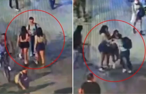 Qızlar şəhərin ortasında turistin telefonunu əlindən aldı  —  ŞOK VİDEO