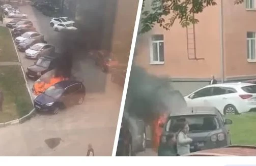 11 yaşlı uşaq yanan maşında qaldı — DƏHŞƏTLİ VİDEO