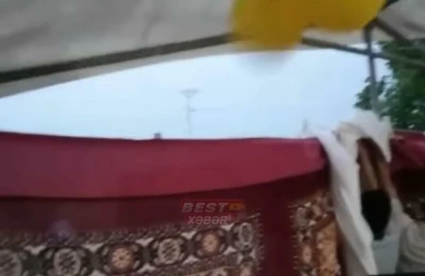 Şamaxıda güclü külək toy çadırını apardı - VİDEO