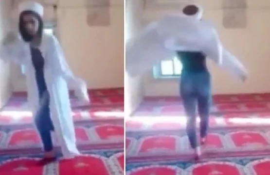 Məsciddə biabırçılıq: Gənc qız imam paltarı geyinib “hoqqa verdi” - VİDEO - FOTO