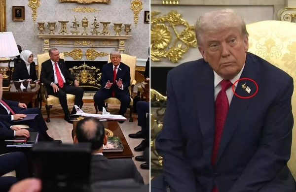 Oval Ofisdə tarixi anlar – Trampın yaxasındakı rozet diqqət çəkdi - FOTO
