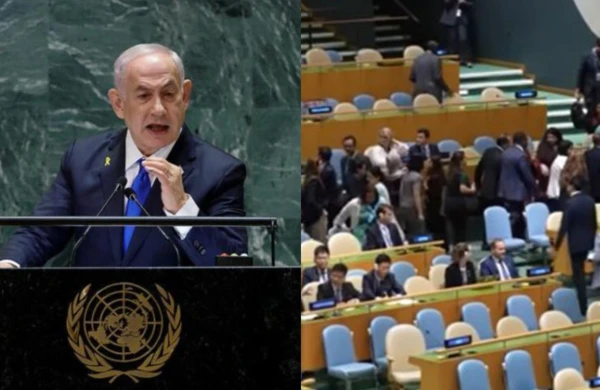 Netanyahu danışdı, zalı tərk etdilər - Video&nbsp;