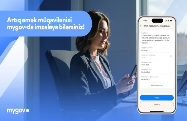Vətəndaşlar əmək müqavilələrini artıq “mygov” platformasında imzalaya biləcəklər&nbsp;