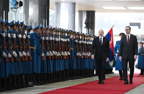 Serbiyada Azərbaycan Prezidentinin rəsmi qarşılanma mərasimi olub