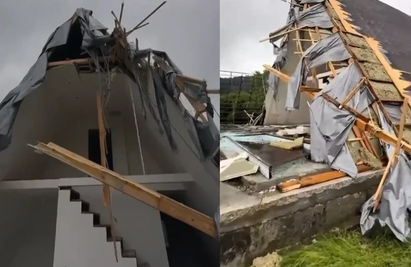 Qəbələdə güclü külək "A-frame" evi dağıtdı - VİDEO