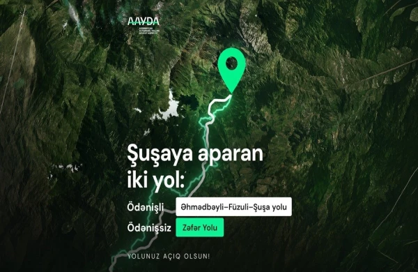 AAYDA: Həm ödənişli Əhmədbəyli-Füzuli-Şuşa, həm də ödənişsiz Zəfər Yolundan istifadə edilə bilər 