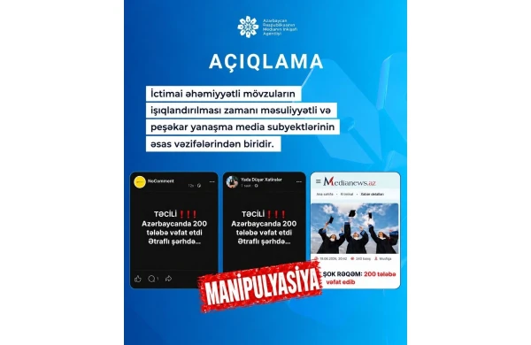 MEDİA: Bəzi saytlarda DİM-in məlumatları şişirdilmiş başlıqlarla verilib, bu, qəbuledilməzdir