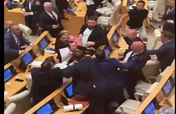 Gürcüstan parlamentinin iclasında dava düşüb - VİDEO&nbsp;