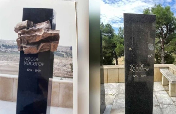 Nəcəf Nəcəfovun məzarındakı barelyefi oğurlayan şəxs tutulub