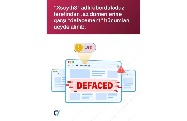 “Xscyth3” adlı kiberdələduz tərəfindən ".az" domenlərinə qarşı “defacement” hücumları qeydə alınıb&nbsp;