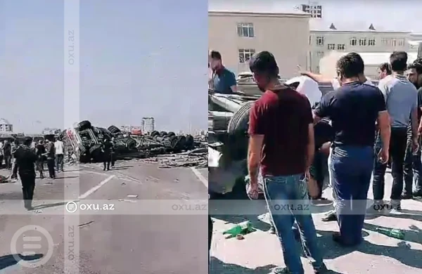 Bakı-Sumqayıt yolunda TIR avtomobilin üzərinə aşdı - VİDEO&nbsp;&nbsp;