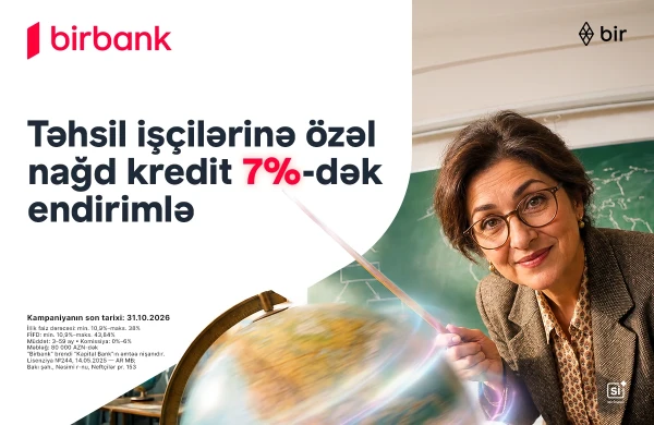 Təhsil işçilərinə nağd pul kreditində 7%-dək endirim&nbsp;